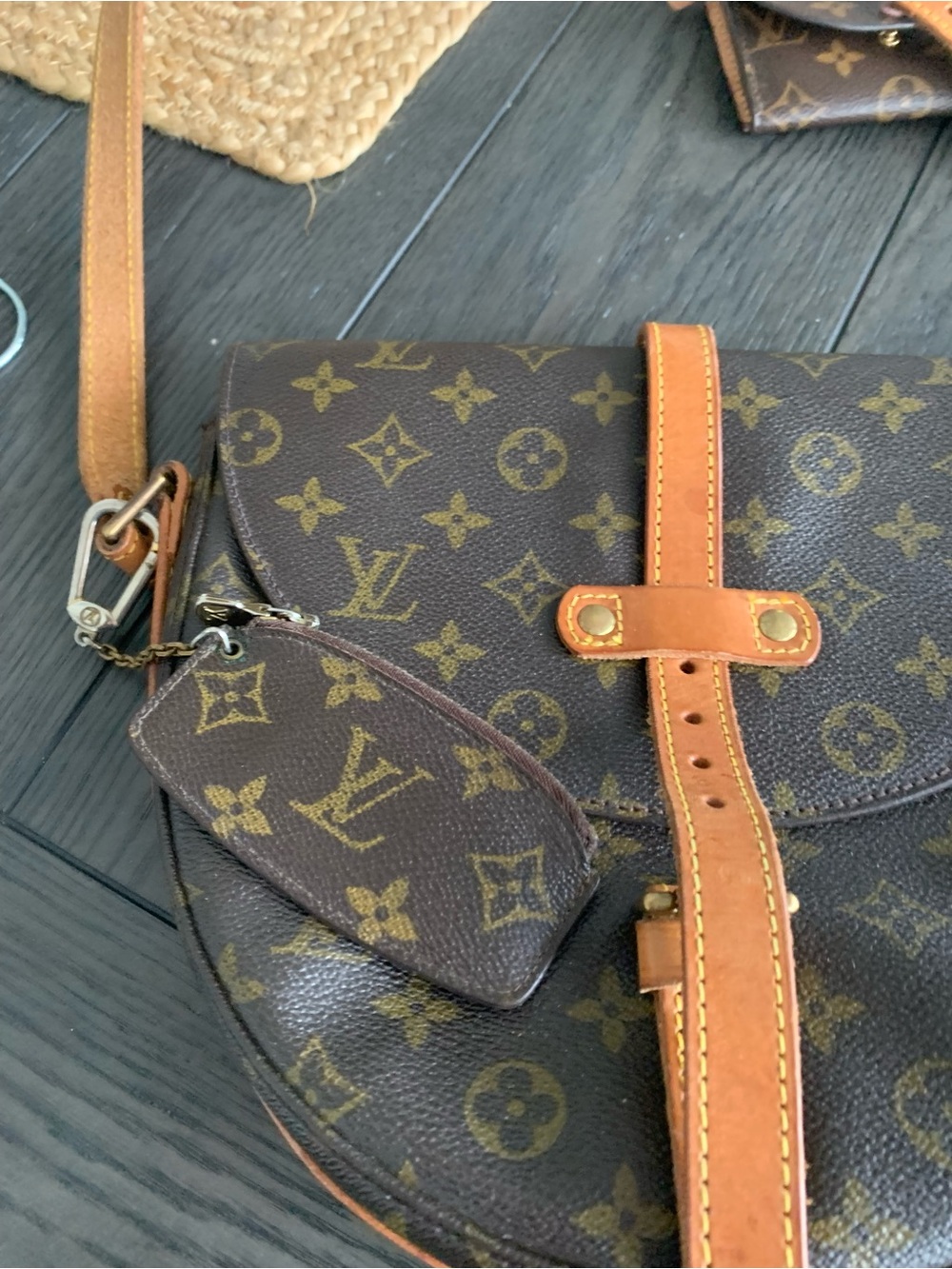 Louis Vuitton Monogram Canvas Crossbody Saddle Bag in Brown and Tan - Picture 3 of 16